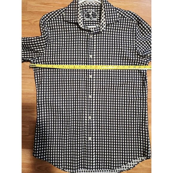 Bugatchi Shaped Fit Long Sleeves Black And White Men Shirt Medium - Picture 6 of 9